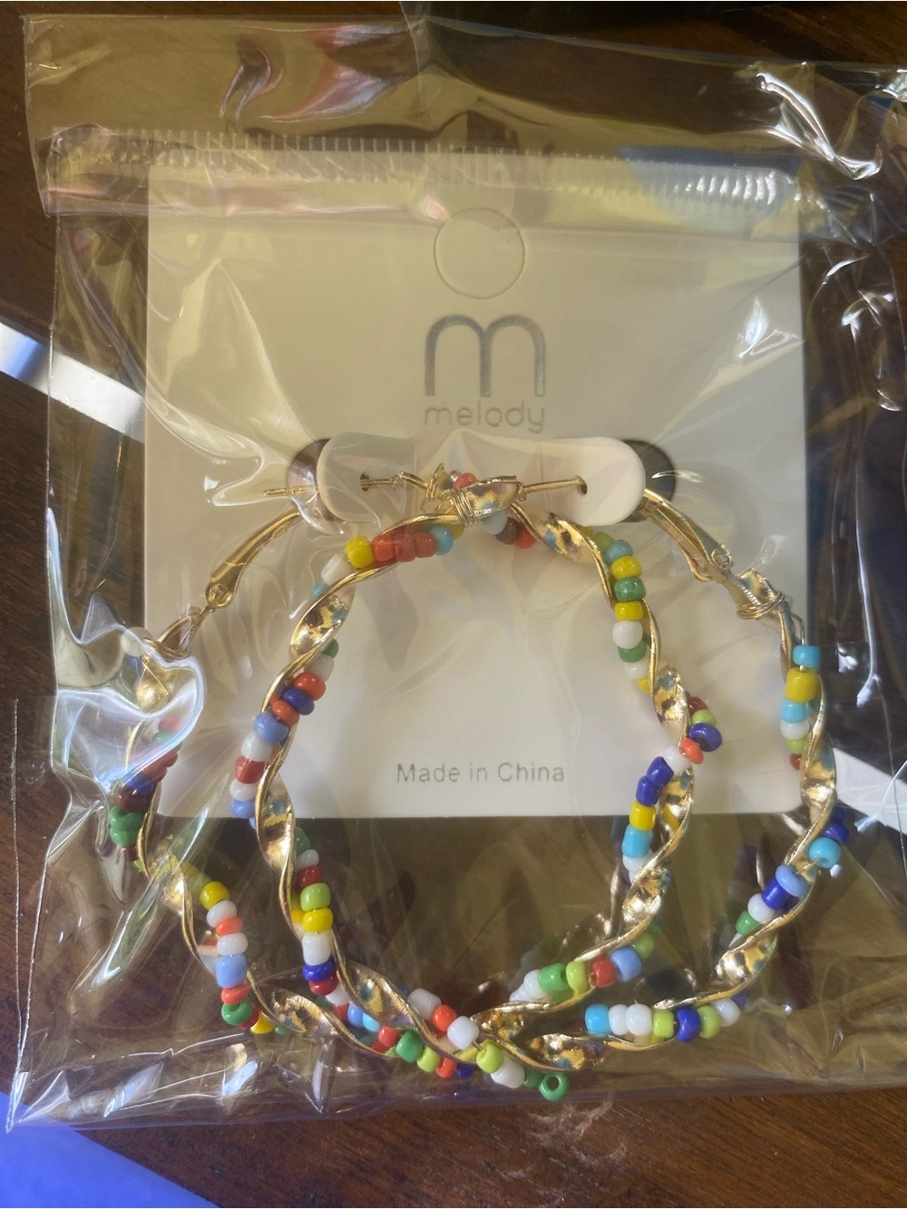 Melody Gold Hoop Earrings with Colorful Seed Beads